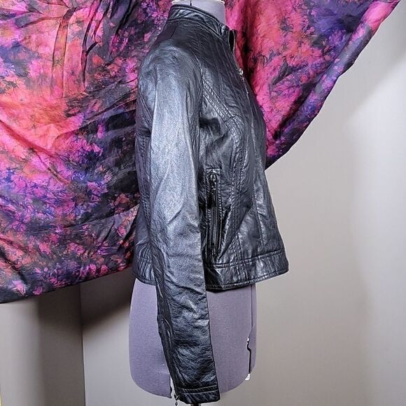 Jou Jou Juniors' Vegan Leather Jacket Sz S - Picture 4 of 13